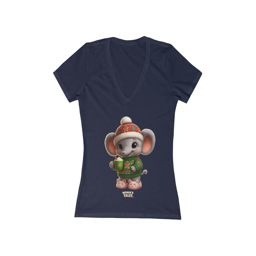 Noah’s Tales™ Christmas Ellie Belle Women's V-Neck Bella T-Shirt