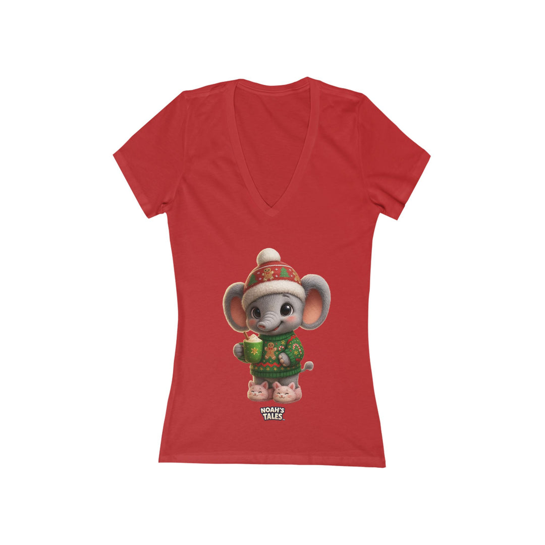 Noah’s Tales™ Christmas Ellie Belle Women's V-Neck Bella T-Shirt