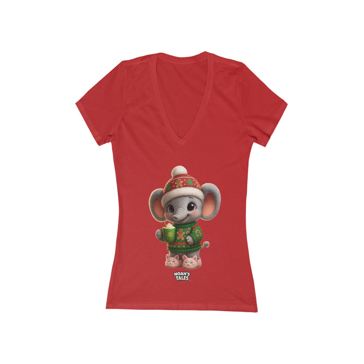 Noah’s Tales™ Christmas Ellie Belle Women's V-Neck Bella T-Shirt