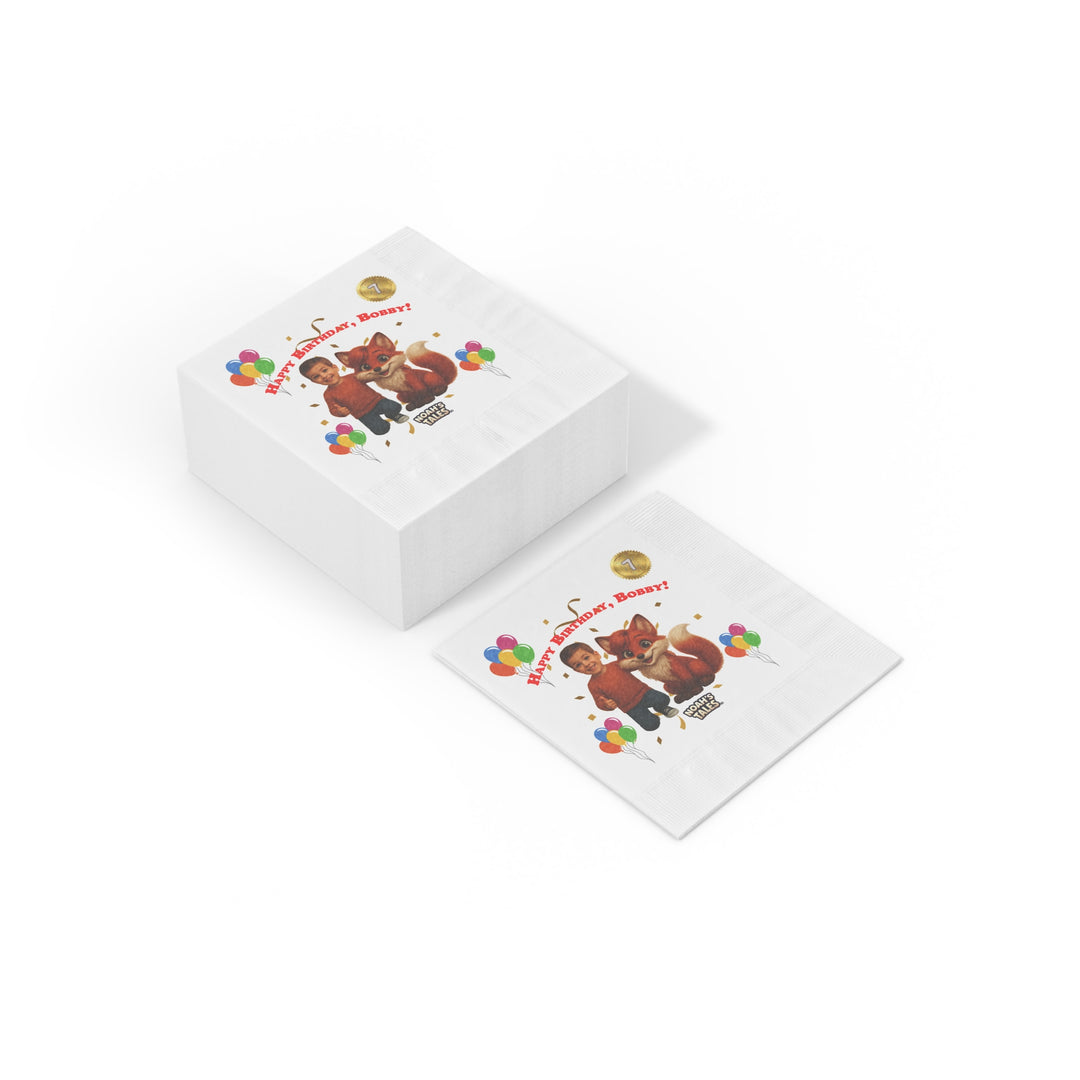 Noah’s Tales™ Personalized Birthday Napkins, Customized Party Napkins for Kids