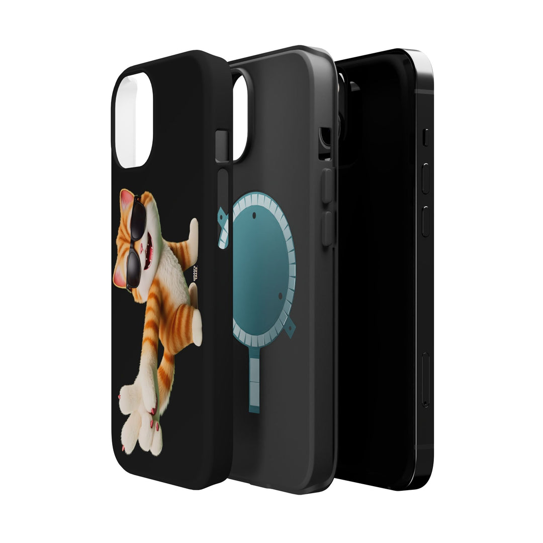 Noah’s Tales™ Tommy Magnetic Phone Case Funky Cat Phone Cover Stylish Mobile Protective Case Gift for Cat Lovers Trendy Phone Accessory