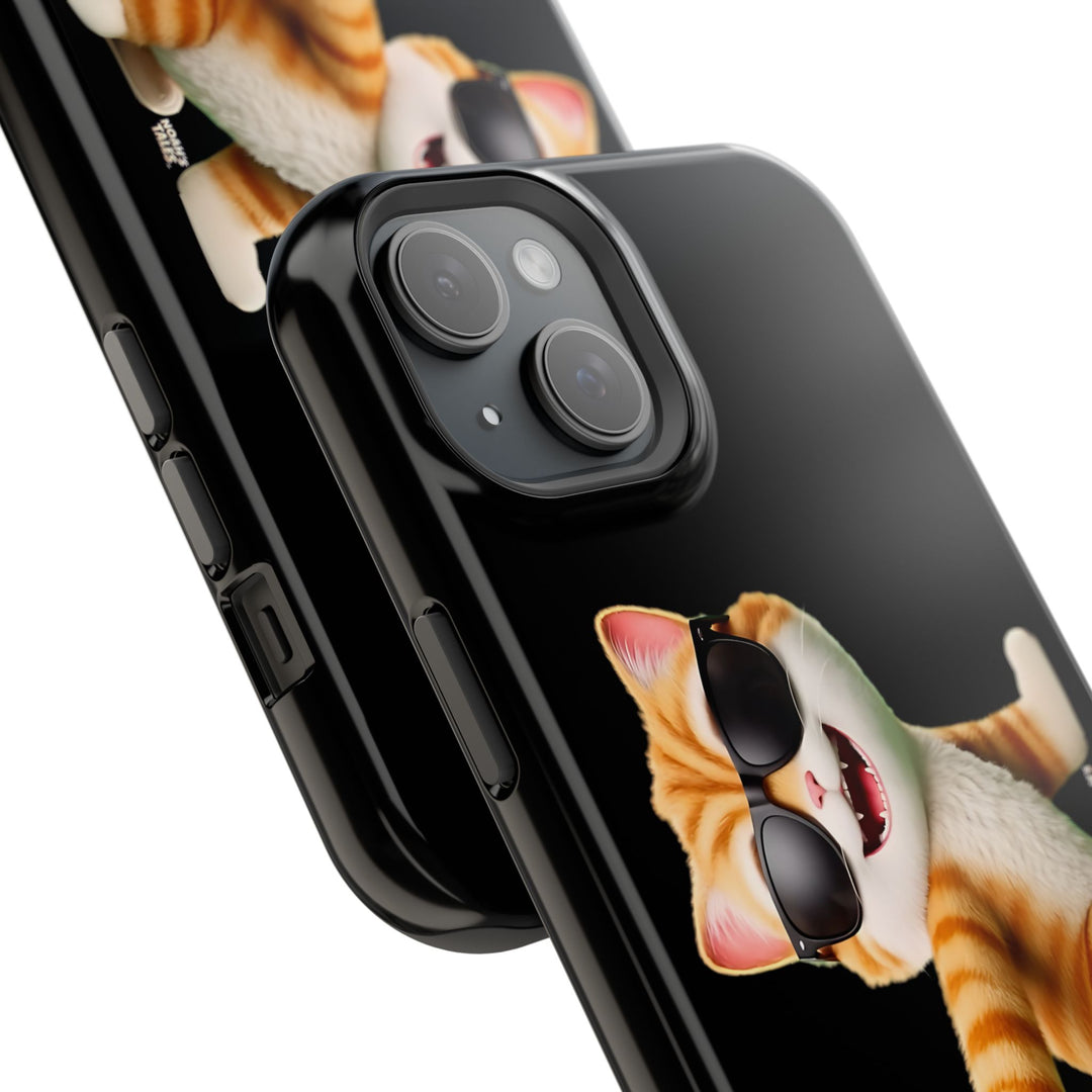 Noah’s Tales™ Tommy Magnetic Phone Case Funky Cat Phone Cover Stylish Mobile Protective Case Gift for Cat Lovers Trendy Phone Accessory