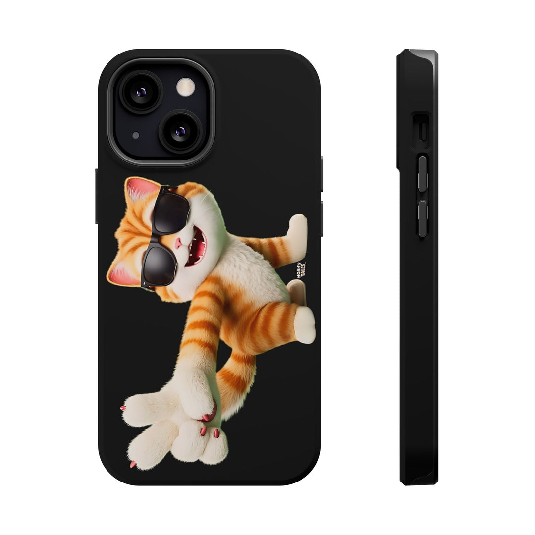 Noah’s Tales™ Tommy Magnetic Phone Case Funky Cat Phone Cover Stylish Mobile Protective Case Gift for Cat Lovers Trendy Phone Accessory