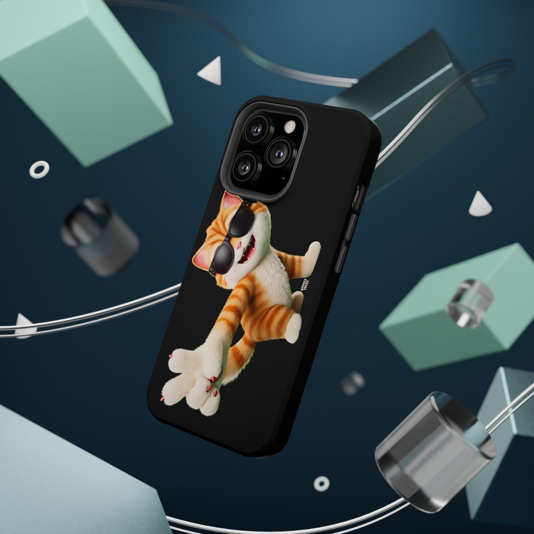 Noah’s Tales™ Tommy Magnetic Phone Case Funky Cat Phone Cover Stylish Mobile Protective Case Gift for Cat Lovers Trendy Phone Accessory