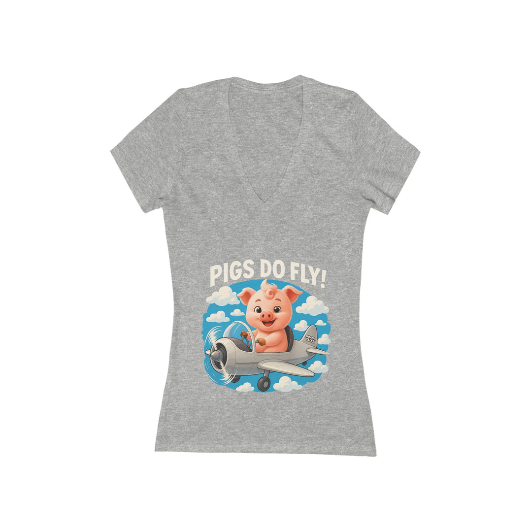 Noah’s Tales™ Pigs Do Fly Women's V-Neck Bella T-Shirt