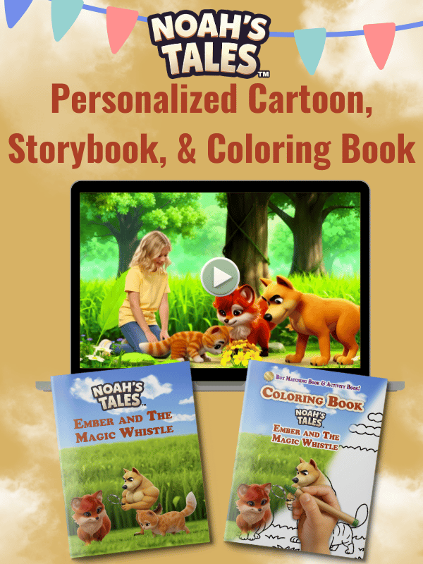Noah’s Tales™ Personalized Digital Download Star Bundle (Cartoon, Storybook, & Coloring Book)