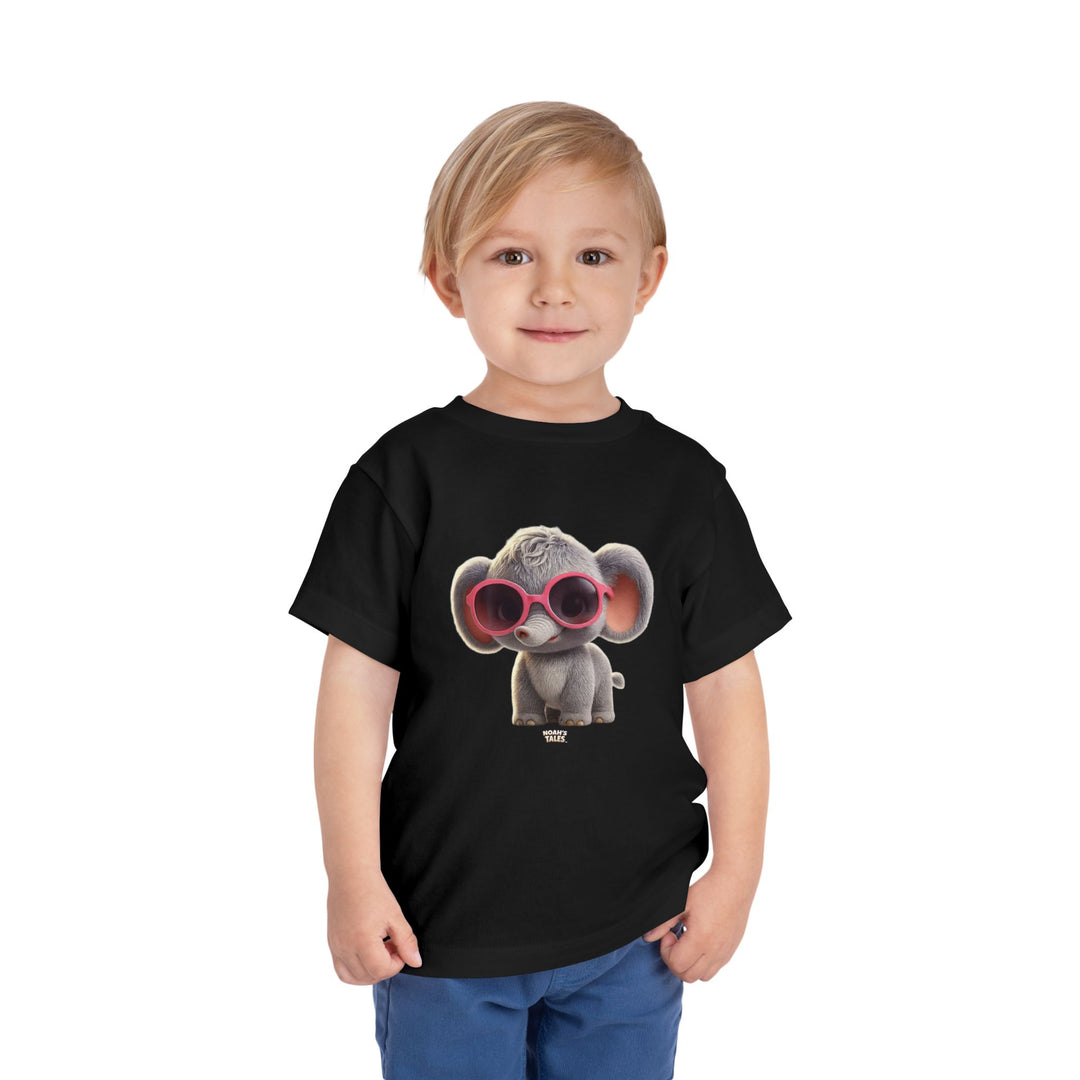 animal graphic boys' t-shirt in Black, Noah's Tales Ellie Belle, worn by model