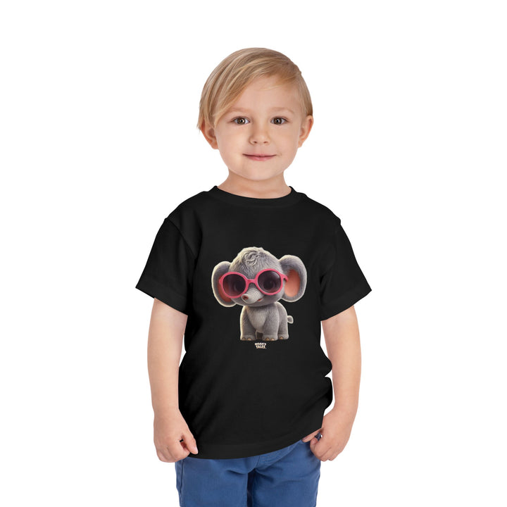 animal graphic boys' t-shirt in Black, Noah's Tales Ellie Belle, worn by model