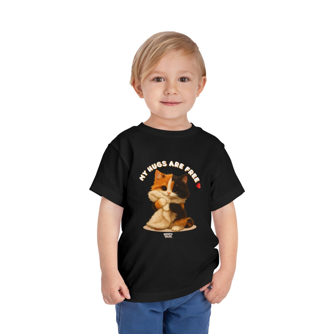Ashley funny cat toddler t-shirt in Black, Noah's Tales, worn by model