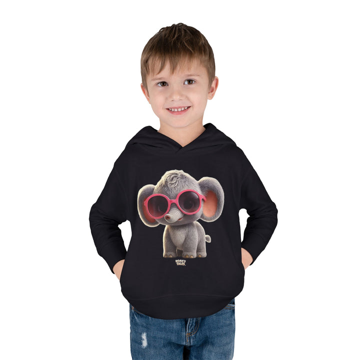 Cool animal boys' hoodie in Black, Noah's Tales Ellie Belle, worn by model