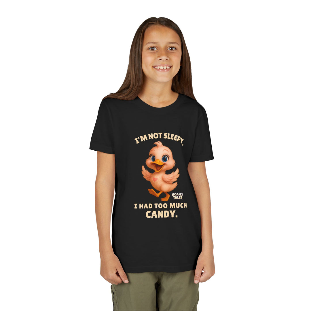 cute animal girls' t-shirt in Black, Noah's Tales Luna, worn by model