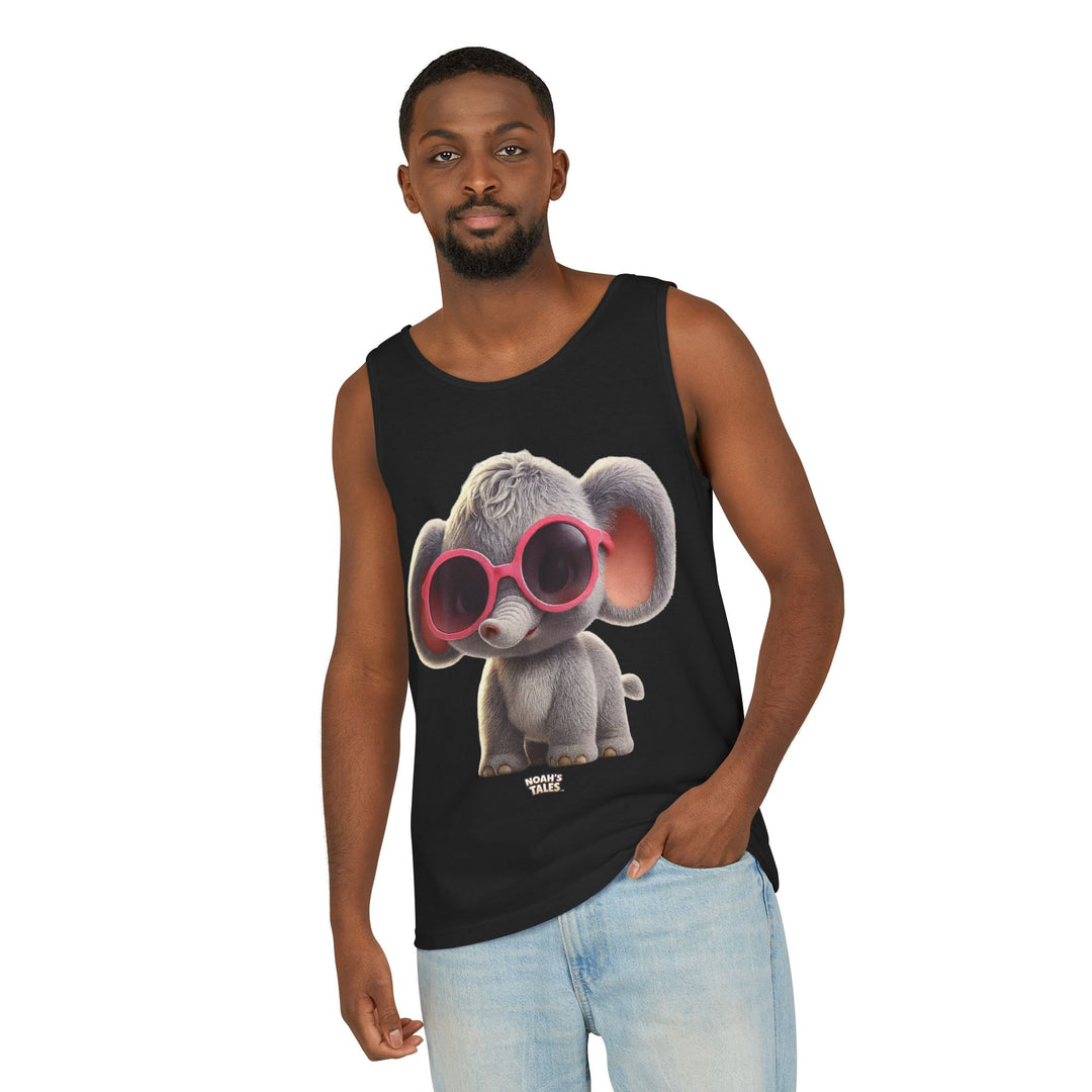 cute animal shirts tank top in Black, Noah's Tales Ellie Belle, worn by model