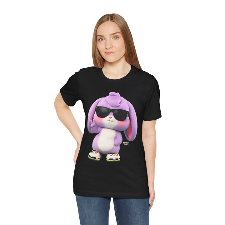 Lilac cute animal women's t-shirt in Black, Noah's Tales, worn by model